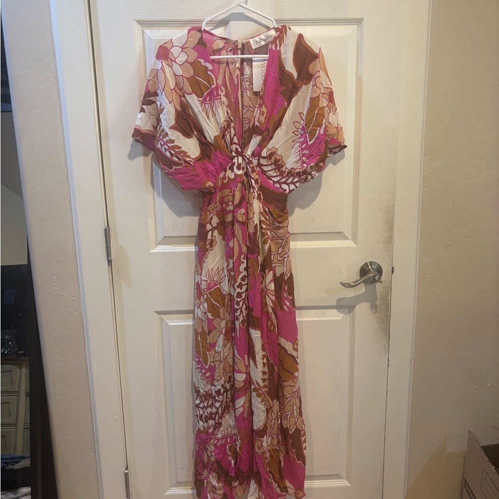 Elegant Pink and Brown floral Women's Dress
